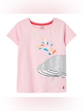 JOULES Girls Astra Pink Short Sleeve Whale Appliqué Tee - 5